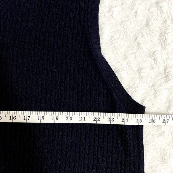 Nordstrom Men's Shop Navy Cable Knit Merino Wool V-neck Classic Vest XXL - Picture 5 of 5